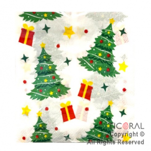 SERVILLETA 33X33 DECORADA NAVIDAD ARBOL NAVIDEO X 20